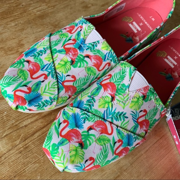 TOMS SZ 7 New Paper Source Alpargata Shoes Flamingo Tropical - Picture 4 of 12